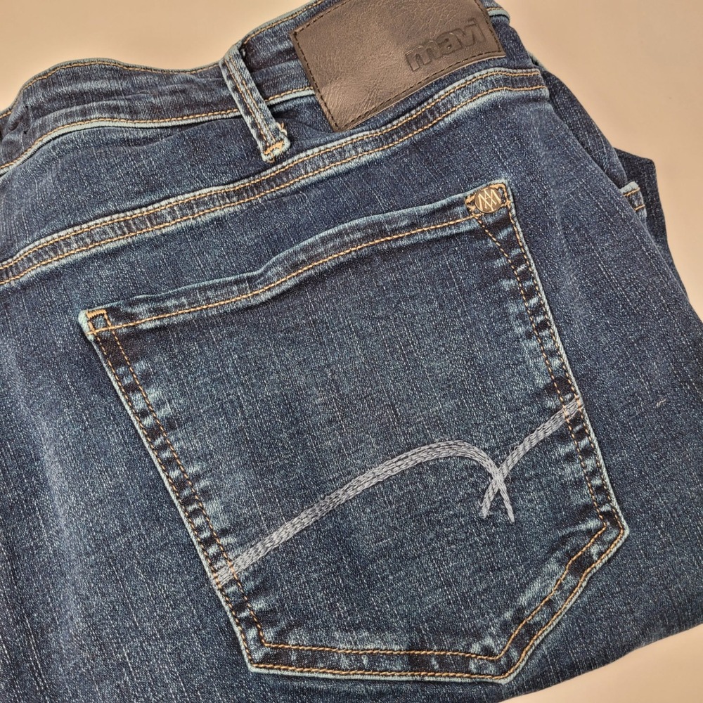 Mavi Matt Relaxed Straight Leg Mens 40x27 Dark Wash Blue Excellent Stretch Jeans
